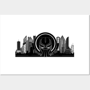 Wakanda and the mask (B&W version 2) Posters and Art